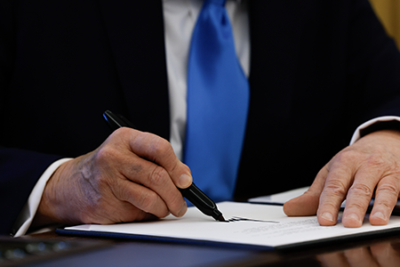 Although U.S. President Donald Trump says he is hopeful about a nuclear deal with Iran, he signed a presidential memorandum in February reimposing maximum pressure on the Persian Gulf state. (Photo by Anna Moneymaker/Getty Images)