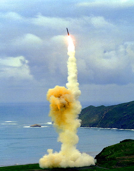 The LGM-30 Minuteman III intercontinental ballistic missile soars after a test launch from Vandenberg Air Force Base, Calif., in 2003. A new government study says the weapon can remain in service through 2050. (Photo by: Universal History Archive/Universal Images Group via Getty Images)