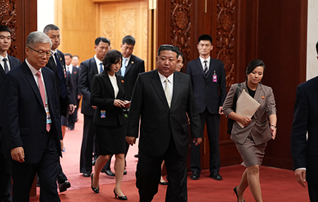 North Korean leader Kim Jong Un leaves the Great Hall of the People after talks with Chinese President Xi Jinping (not pictured) on Sept. 4 in Beijing. (Photo by VCG via Getty Images)