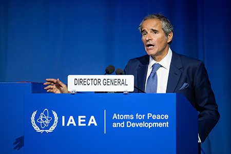For Rafael Mariano Grossi, director-general of the International Atomic Energy Agency (IAEA), persuading Iran to fulfill its commitments to give the agency access to and an accounting of its nuclear program has been an arduous task. He spoke in September at the IAEA general conference in Vienna. (Photo by Thomas Kronsteiner/Getty Images)
