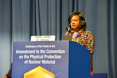 U.S. Undersecretary of State Ambassador Bonnie Jenkins addresses the 2022 Review Conference of the Amended Convention on the Physical Protection of Nuclear Material. The conference set for 2027 will be the next best chance to refocus political attention on nuclear security. (Photo by USUNVIE/Jenny Martin)