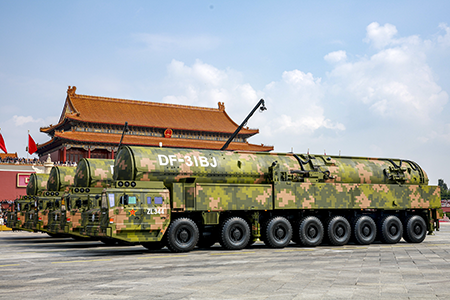 China displays a new type of DongFeng-31, a land-based intercontinental ballistic missile, during the V-Day military parade in September in Beijing. (Photo by VCG via Getty Images)