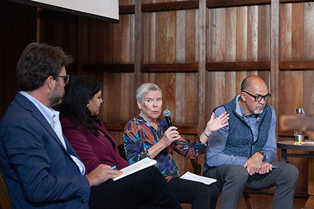 Rose Gottemoeller, a former NATO deputy secretary-general, makes a point at an April conference organized by the James Martin Center for Nonproliferation Studies to begin imagining a new chapter of anticipatory arms control focused on AI and the dangers of nuclear war. (Photo courtesy of the James Martin Center for Nonproliferation Studies)