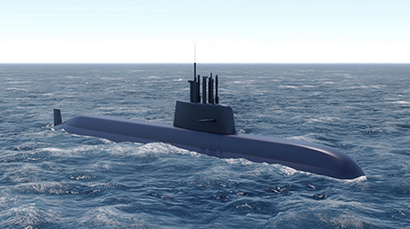 An image of South Korea’s Jang Yeongsil class of diesel-electric and attack ballistic missile submarines that is expected to be succeeded by nuclear-powered attack submarines, produced by Hanwha Ocean and the South Korean government. (Photo by Defense Acquisition Program Administration/Korean Open Government via Wikipedia)