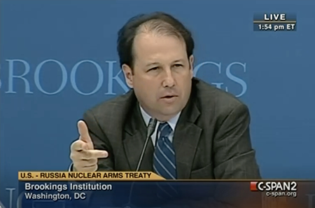 In a flashback to 2010, Daryl Kimball, executive director of the Arms Control Association, speaks on a panel at The Brookings Institution when the Senate was debating the U.S.-Russian New Strategic Arms Reduction Treaty. (Photo courtesy of C-SPAN)