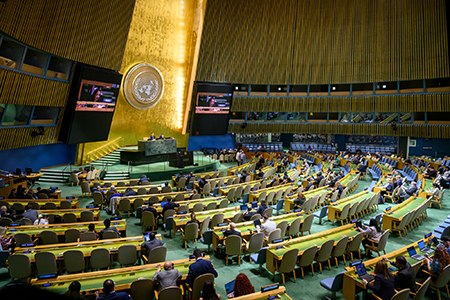 By the time the 2026 nuclear Nonproliferation Treaty Review Conference concluded May 22, 2026, AI had become increasingly prominent in discussions, yet the draft final document did not explicitly address the nexus between AI and nuclear weapons. (UN Photo by Eskinder Debebe)