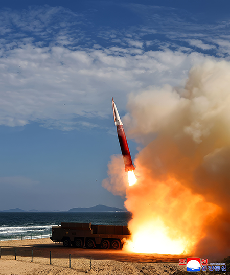 North Korea launches its new missile system Sept. 20, according to the state-run Korean Central News Agency. (Photo provided by Korean Central News Agency)