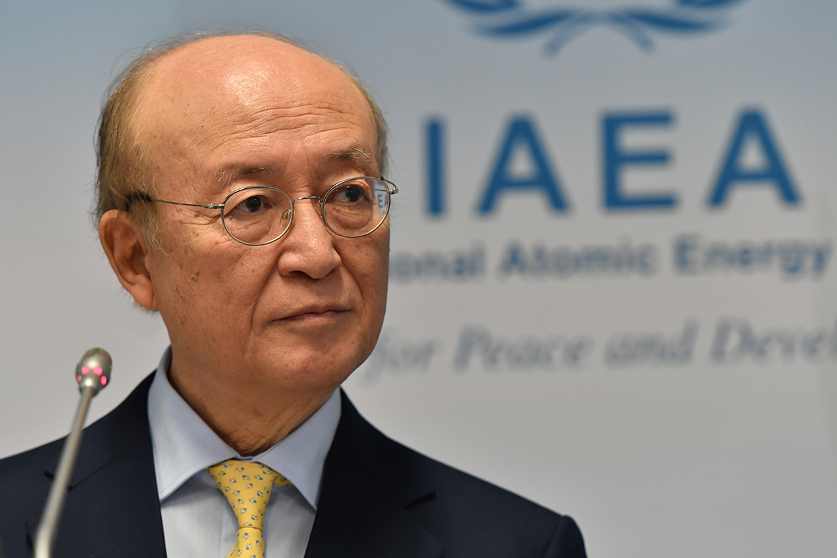 IAEA Director-General Yukiya Amano briefs members of the media at a press conference held during the 1505th Board of Governors meeting at the IAEA headquarters in Vienna, Austria on March 4. Photo: Dean Calma / IAEA.