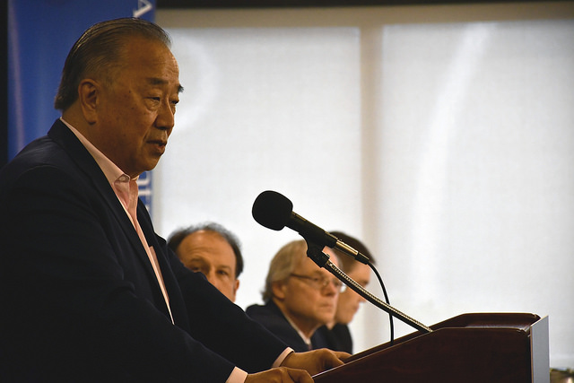 Dr. Tony Namkung, Daryl G. Kimball, Mark Fitzpatrick, and Kelsey Davenport address peace and denuclearization on the Korean Peninsula at the National Press Club, July 27, 2018 (Photo: Arms Control Association)