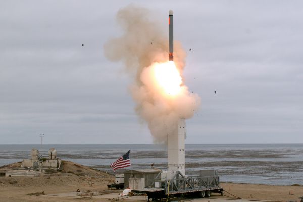 On Aug. 18, 2019, the U.S. Defense Department conducted a flight test of a conventionally configured ground-launched cruise missile at San Nicolas Island, Calif. The test missile exited its ground mobile launcher and accurately impacted its target after more than 500 kilometers of flight. (Photo: U.S. Dept. of Defense)