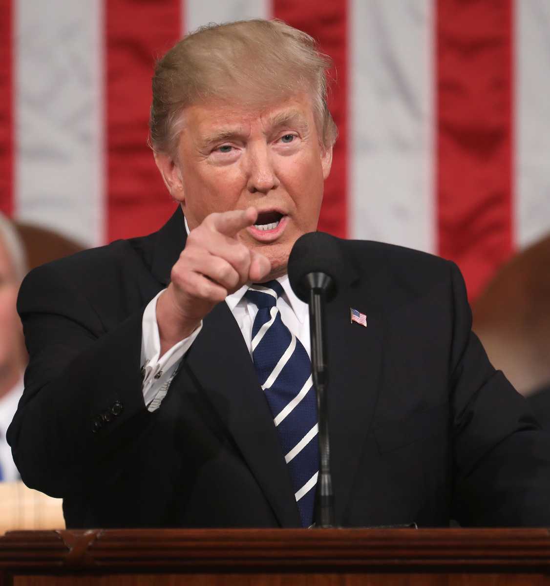 US President Donald J. Trump delivers his first address to a joint session of Congress from the floor of the House of Representatives in Washington, DC, USA, 28 February 2017. (Photo: JIM LO SCALZO/AFP/Getty Images)