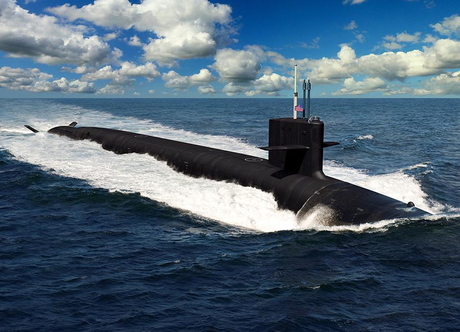 An artist’s rendering of a future U.S. Navy Columbia-class ballistic missile submarine, which will replace the Ohio-class submarines that are nearing the end of their service life. The new ships are part of a major U.S. nuclear weapons modernization program. (Photo courtesy of the U.S. Navy) 