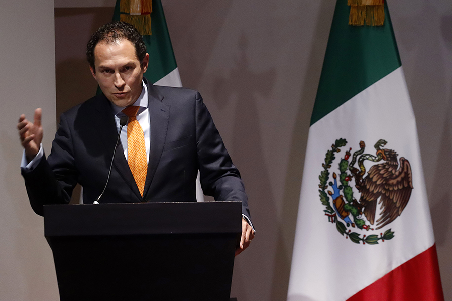Alejandro Celorio Alcántara, legal adviser to the Mexican Foreign Ministry, speaks during a press conference in August 2021 when Mexico announced its suit against U.S.-based manufacturers and sellers of weapons used by organized crime groups in Mexico. (Photo by Luis Barron/Eyepix Group/Future Publishing via Getty Images)