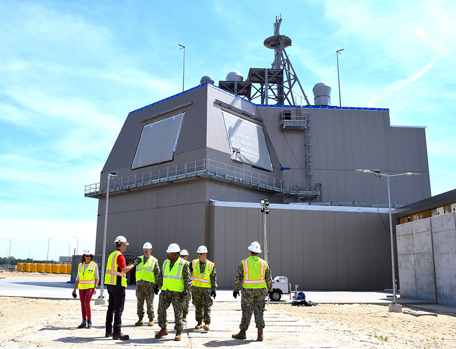 U.S. Navy and other personnel at the Aegis Ashore missile defense system facility under construction outside the town of Redzikowo, Poland, in June 2019. The facility could become fully operational this spring. (Photo by U.S. Navy Lt. Amy Forsythe, Public Affairs Officer, Naval Support Facility Redzikowo)