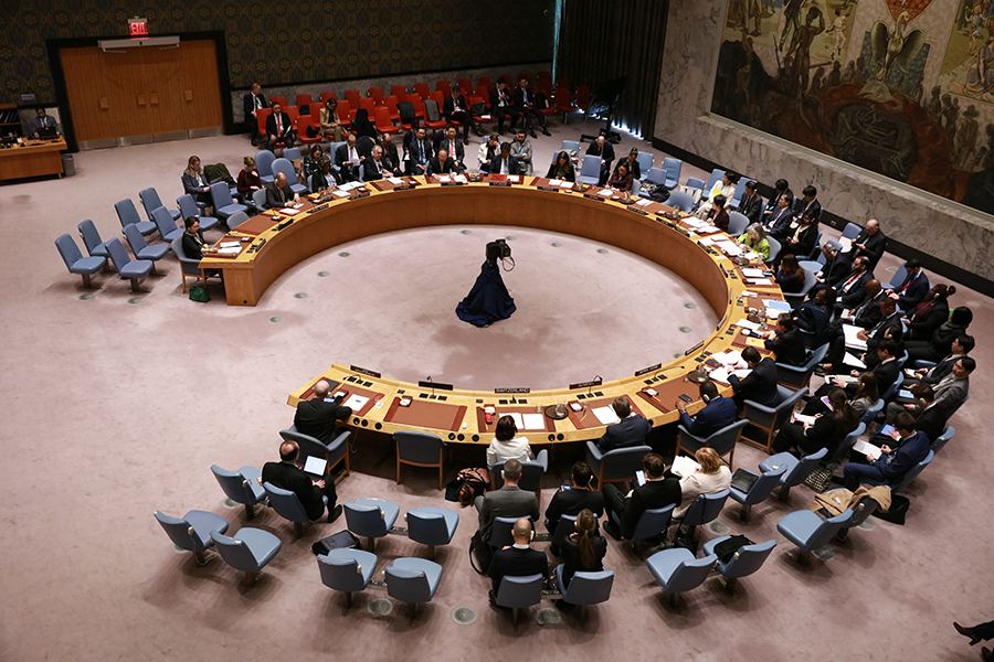 The UN Security Council holds a meeting on nuclear disarmament and nonproliferation at the UN headquarters in New York, March 18, 2024. (Photo by Xie E/Xinhua via Getty Images)